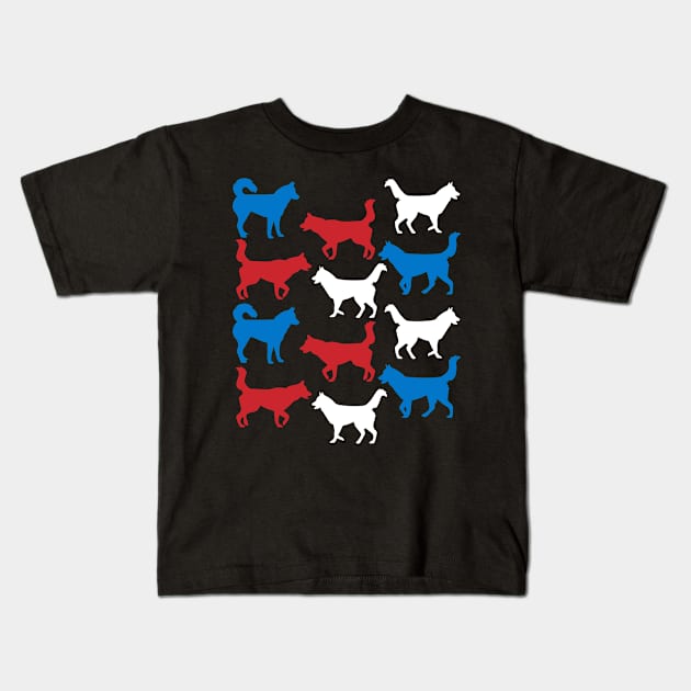 Patriotic Siberian Husky Dog America Flag 4Th Of July Kids T-Shirt by klausgaiser